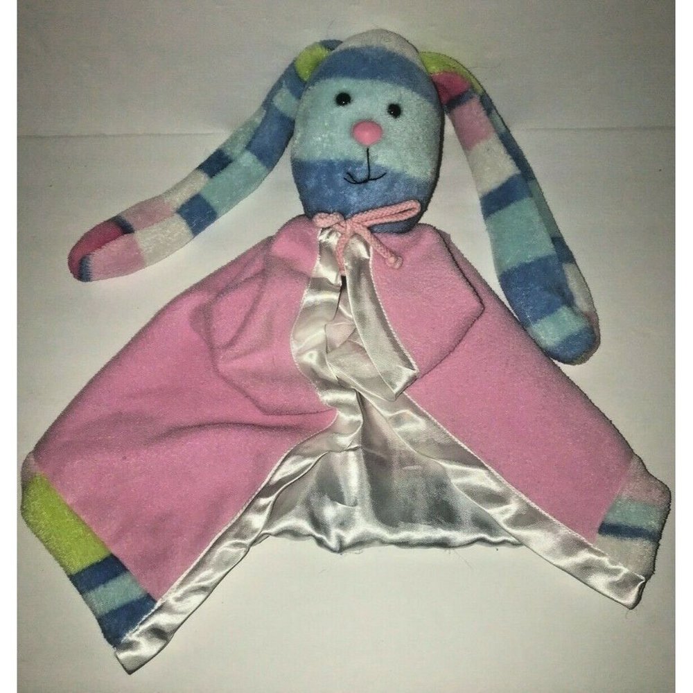 Stephan Baby Security Blanket Bunny Rabbit Pink Blue Green Stripes